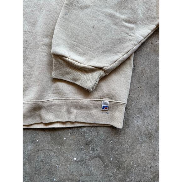 2000s Russell Athletic Thrashed Paint Splatter Beige Crewneck Size XXL - Picture 6 of 8